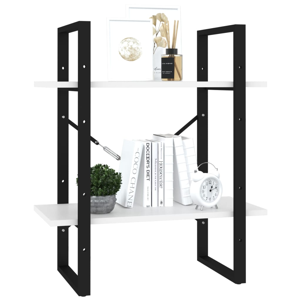 Boekenkast met 2 schappen 60x30x70 cm spaanplaat wit 60 x 30 x 70 cm Bewerkt hout