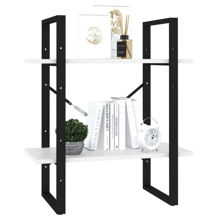 Boekenkast met 2 schappen 60x30x70 cm spaanplaat wit 60 x 30 x 70 cm Bewerkt hout