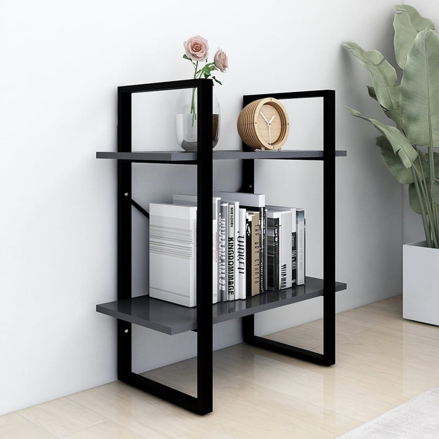 Boekenkast met 2 schappen 60x30x70 cm spaanplaat grijs 60 x 30 x 70 cm Bewerkt hout