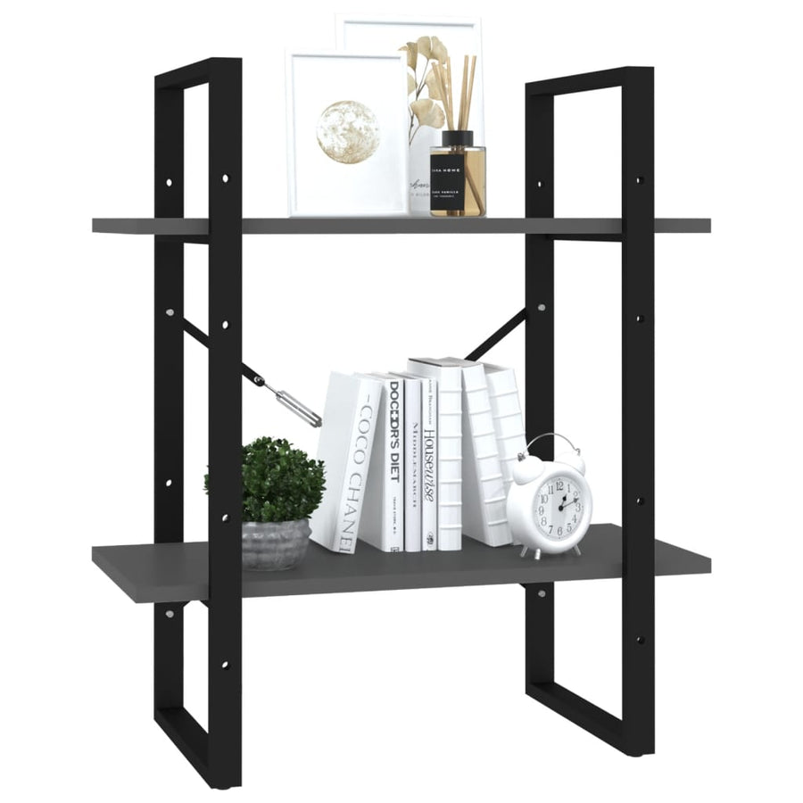Boekenkast met 2 schappen 60x30x70 cm spaanplaat grijs 60 x 30 x 70 cm Bewerkt hout