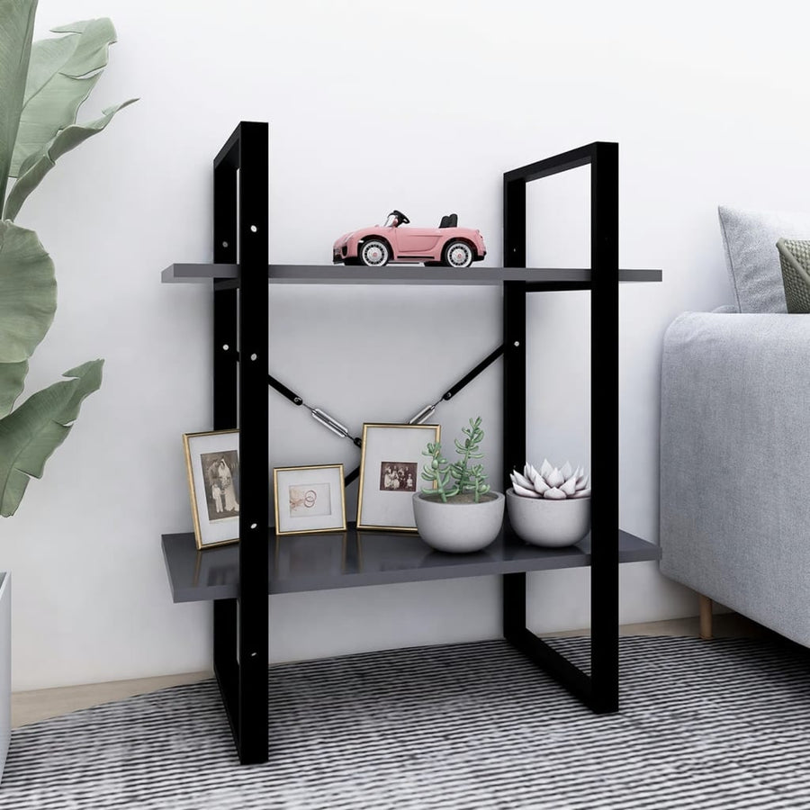 Boekenkast met 2 schappen 60x30x70 cm spaanplaat grijs 60 x 30 x 70 cm Bewerkt hout