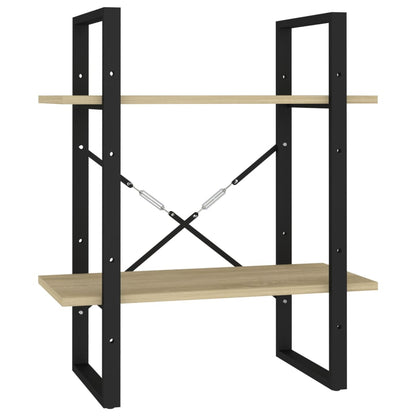 Boekenkast met 2 schappen 60x30x70 cm bewerkt hout sonoma eiken