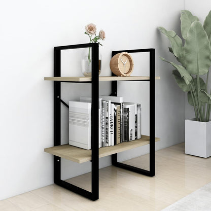 Boekenkast met 2 schappen 60x30x70 cm bewerkt hout sonoma eiken