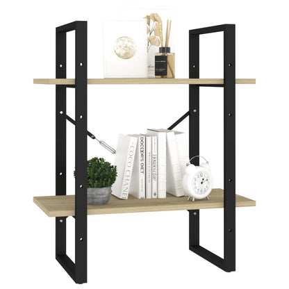 Boekenkast met 2 schappen 60x30x70 cm bewerkt hout sonoma eiken