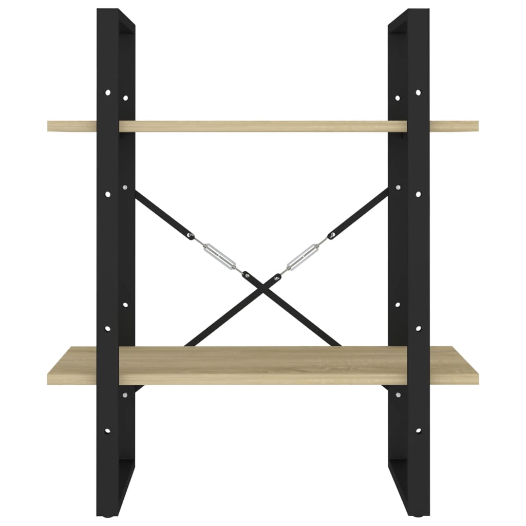 Boekenkast met 2 schappen 60x30x70 cm bewerkt hout sonoma eiken