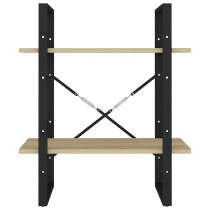 Boekenkast met 2 schappen 60x30x70 cm bewerkt hout sonoma eiken