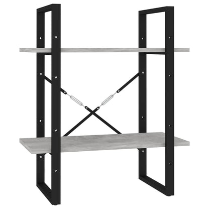Boekenkast Met 2 Schappen Spaanplaat Betongrijs 60 x 30 x 70 cm Bewerkt hout