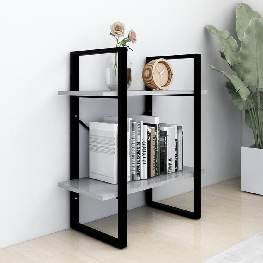 Boekenkast Met 2 Schappen Spaanplaat Betongrijs 60 x 30 x 70 cm Bewerkt hout