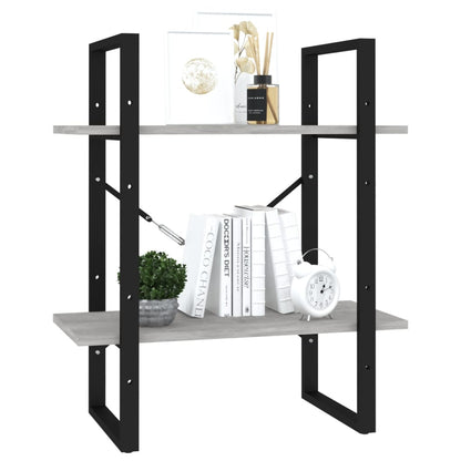 Boekenkast Met 2 Schappen Spaanplaat Betongrijs 60 x 30 x 70 cm Bewerkt hout