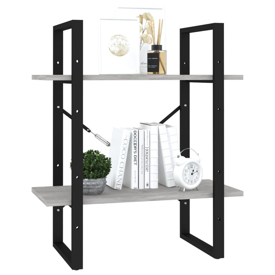 Boekenkast Met 2 Schappen Spaanplaat Betongrijs 60 x 30 x 70 cm Bewerkt hout