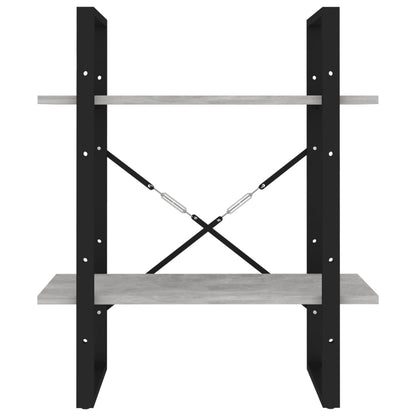 Boekenkast Met 2 Schappen Spaanplaat Betongrijs 60 x 30 x 70 cm Bewerkt hout