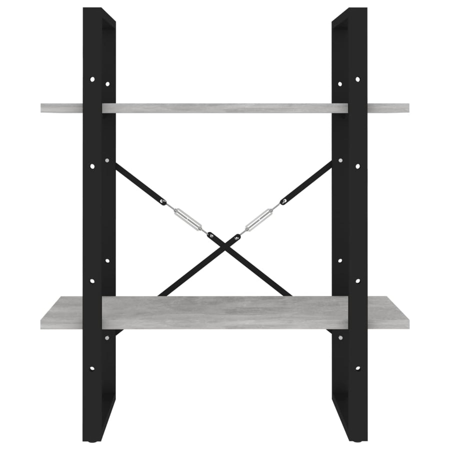 Boekenkast Met 2 Schappen Spaanplaat Betongrijs 60 x 30 x 70 cm Bewerkt hout