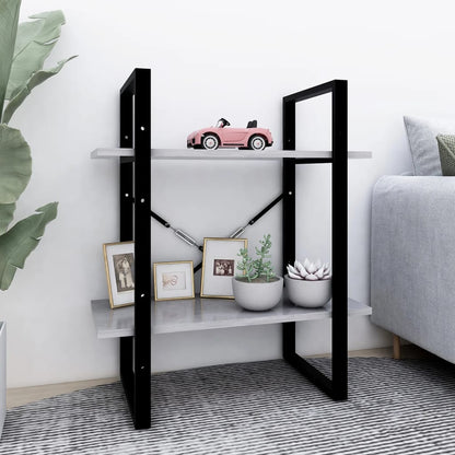 Boekenkast Met 2 Schappen Spaanplaat Betongrijs 60 x 30 x 70 cm Bewerkt hout