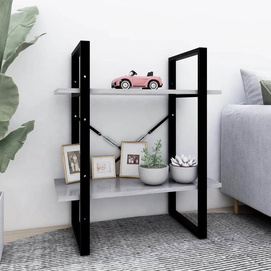 Boekenkast Met 2 Schappen Spaanplaat Betongrijs 60 x 30 x 70 cm Bewerkt hout