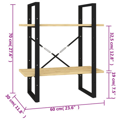Boekenkast Met 2 Schappen Massief Grenen Naturel 60 x 30 x 70 cm Hout