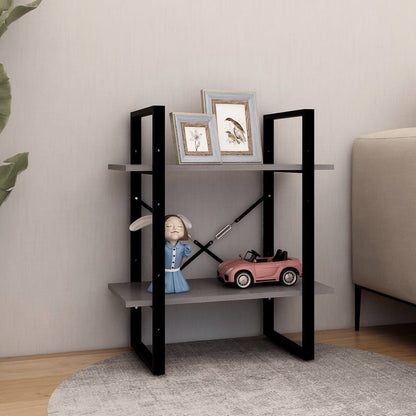 Boekenkast Met 2 Schappen Massief Grenen Grijs 60 x 30 x 70 cm Hout
