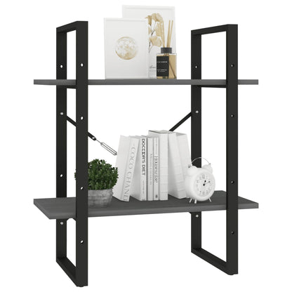 Boekenkast Met 2 Schappen Massief Grenen Grijs 60 x 30 x 70 cm Hout