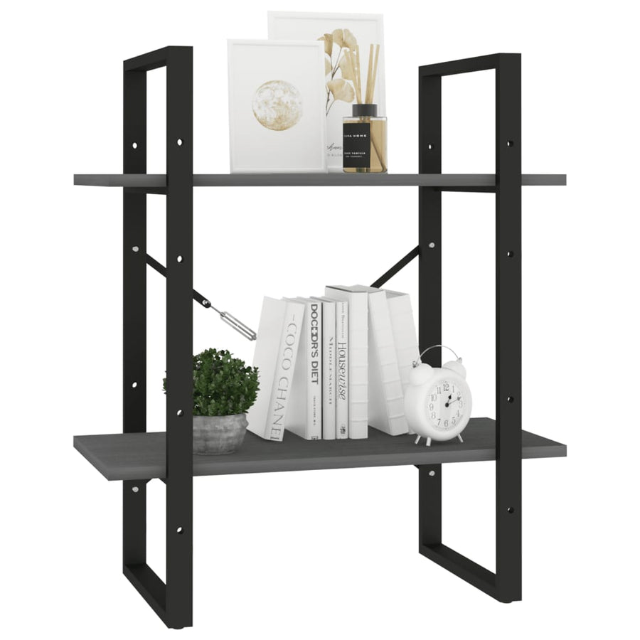 Boekenkast Met 2 Schappen Massief Grenen Grijs 60 x 30 x 70 cm Hout