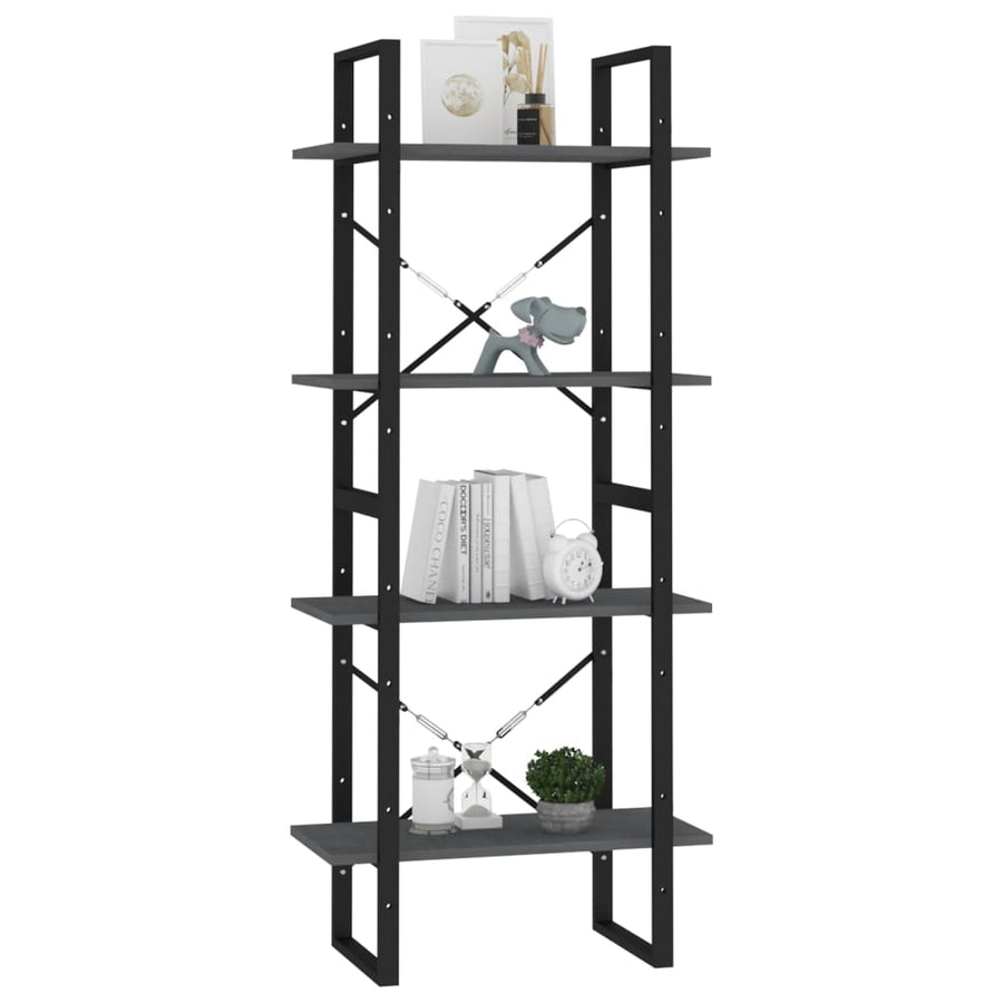 Boekenkast Met 4 Schappen Massief Grenen Grijs 60 x 30 x 140 cm Hout