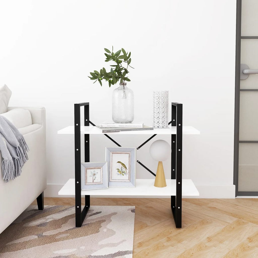 Boekenkast Met 2 Schappen Spaanplaat Wit 80 x 30 x 70 cm Bewerkt hout