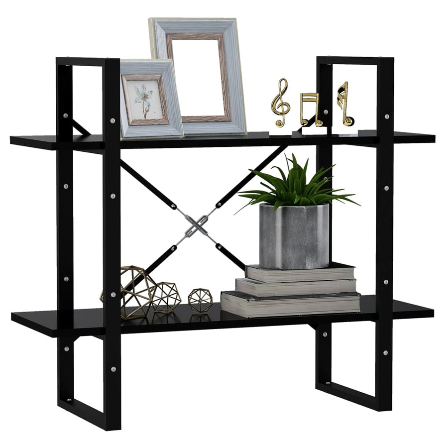 Boekenkast Met 2 Schappen Spaanplaat Zwart 80 x 30 x 70 cm Bewerkt hout