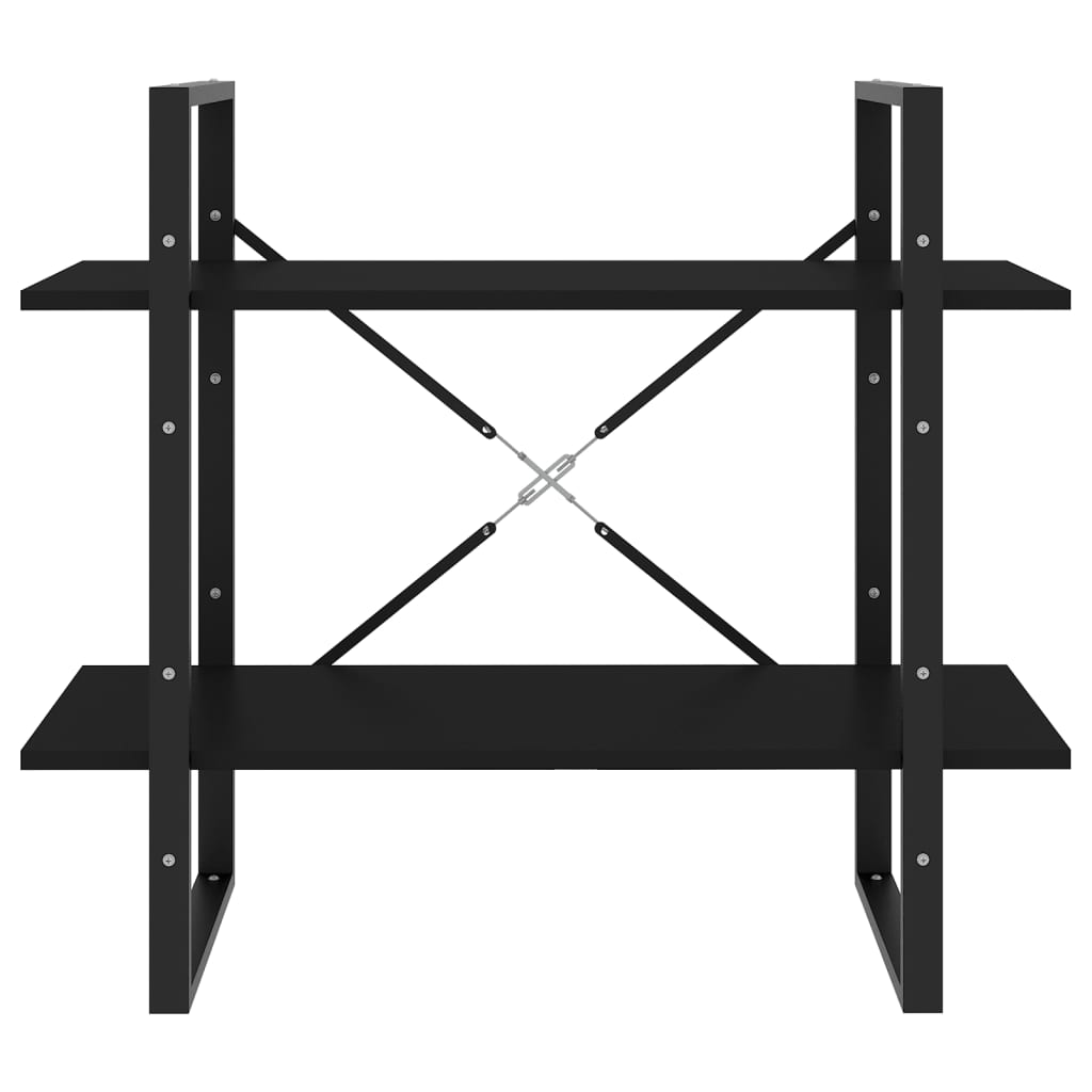 Boekenkast Met 2 Schappen Spaanplaat Zwart 80 x 30 x 70 cm Bewerkt hout