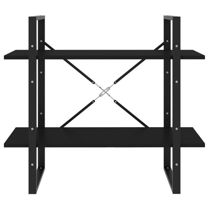Boekenkast Met 2 Schappen Spaanplaat Zwart 80 x 30 x 70 cm Bewerkt hout
