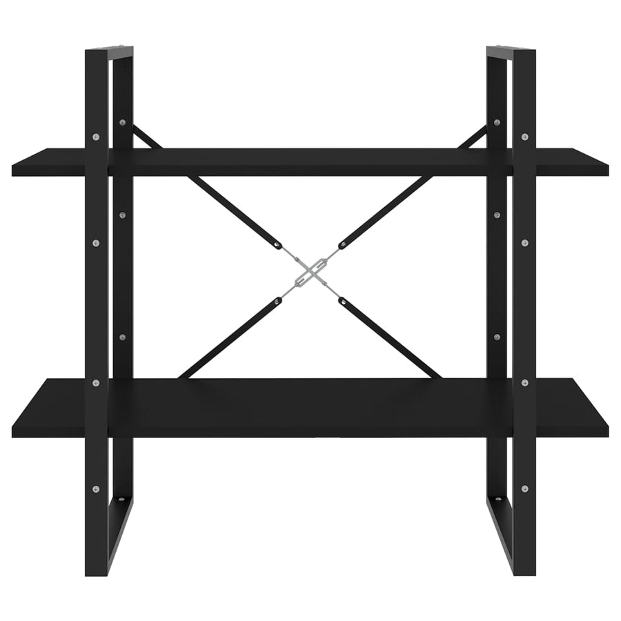 Boekenkast Met 2 Schappen Spaanplaat Zwart 80 x 30 x 70 cm Bewerkt hout