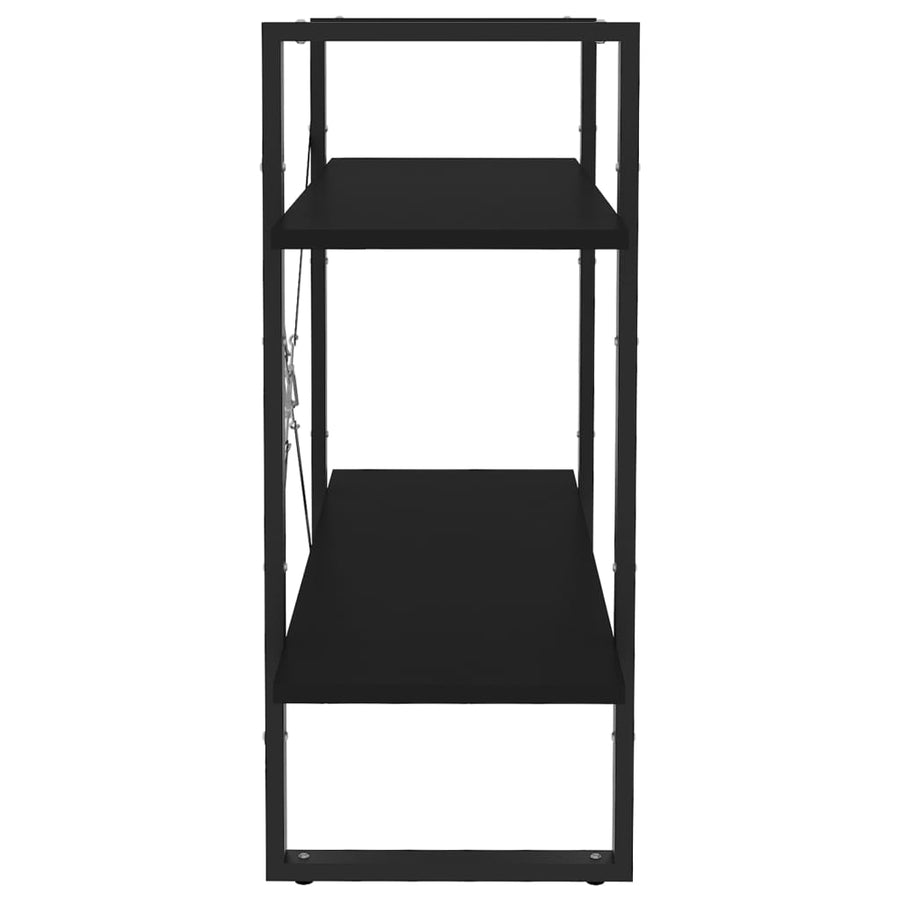 Boekenkast Met 2 Schappen Spaanplaat Zwart 80 x 30 x 70 cm Bewerkt hout