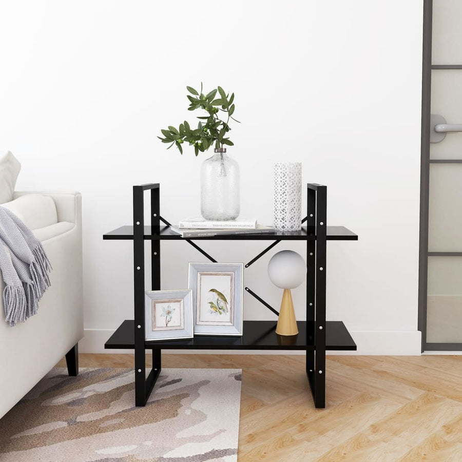 Boekenkast Met 2 Schappen Spaanplaat Zwart 80 x 30 x 70 cm Bewerkt hout