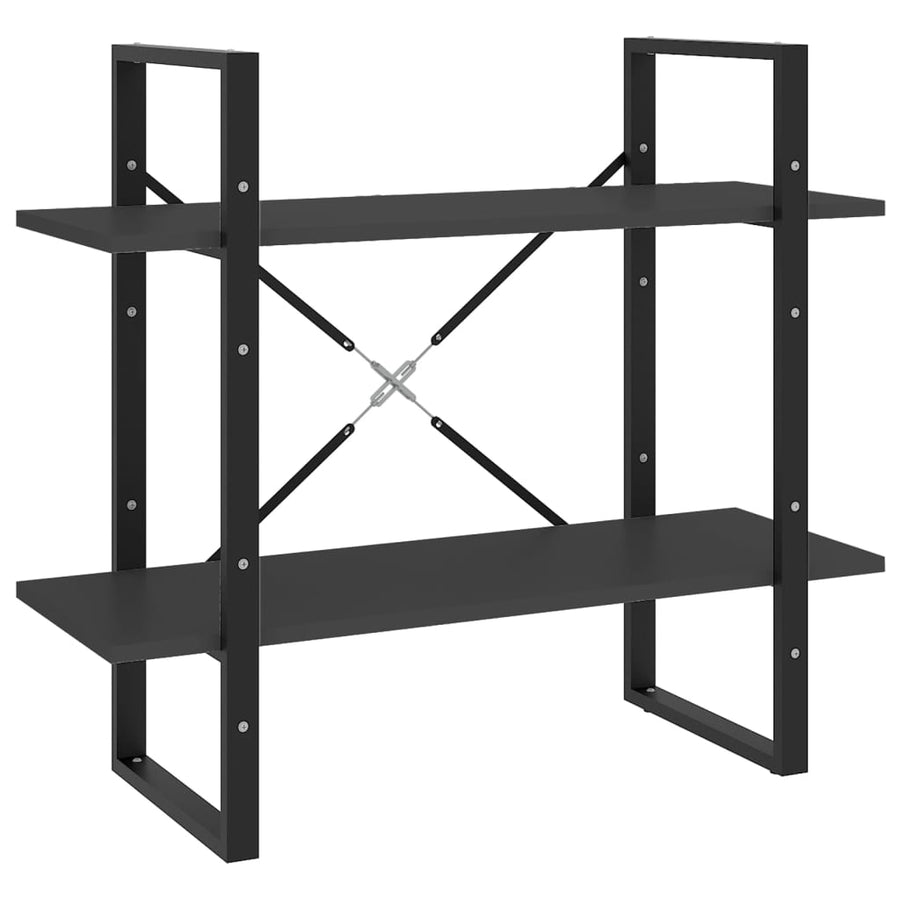 Boekenkast Met 2 Schappen Spaanplaat Grijs 80 x 30 x 70 cm Bewerkt hout