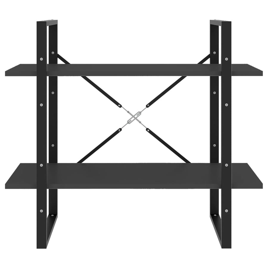 Boekenkast Met 2 Schappen Spaanplaat Grijs 80 x 30 x 70 cm Bewerkt hout