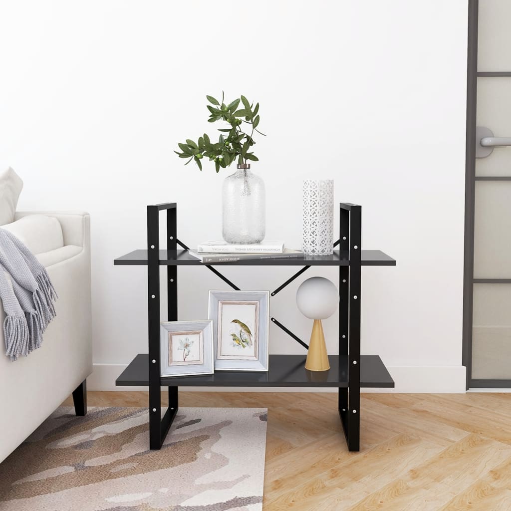 Boekenkast Met 2 Schappen Spaanplaat Grijs 80 x 30 x 70 cm Bewerkt hout
