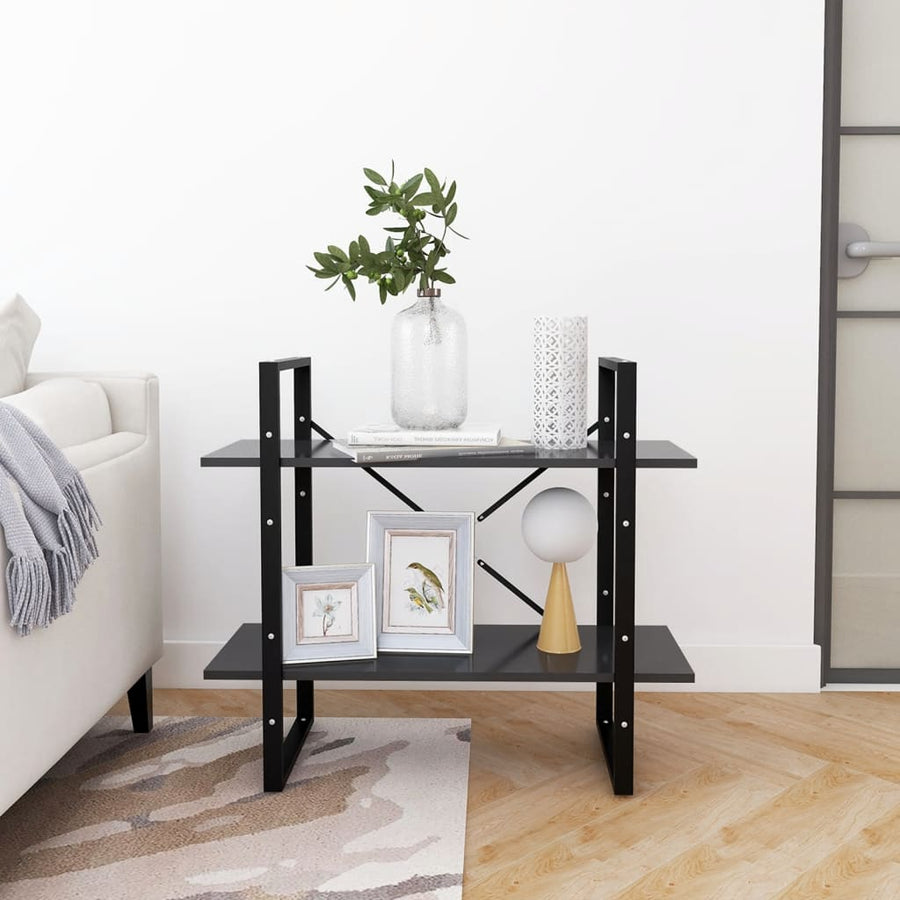 Boekenkast Met 2 Schappen Spaanplaat Grijs 80 x 30 x 70 cm Bewerkt hout