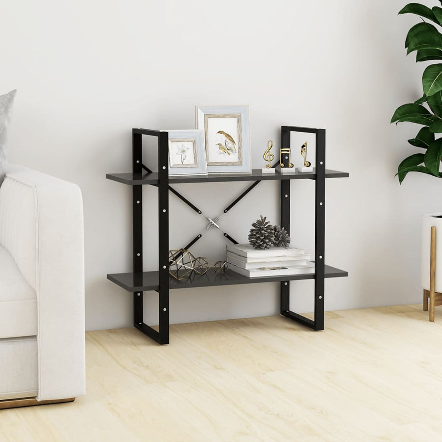 Boekenkast Met 2 Schappen Spaanplaat Grijs 80 x 30 x 70 cm Bewerkt hout