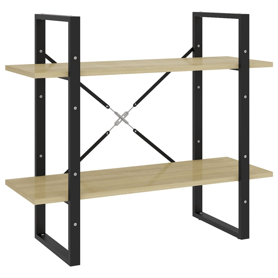 Boekenkast Met 2 Schappen Spaanplaat Sonoma Eiken 80 x 30 x 70 cm Bewerkt hout