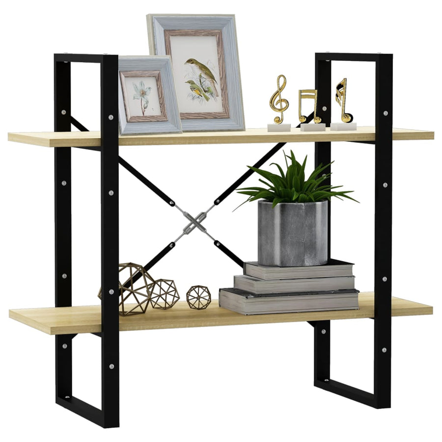 Boekenkast Met 2 Schappen Spaanplaat Sonoma Eiken 80 x 30 x 70 cm Bewerkt hout