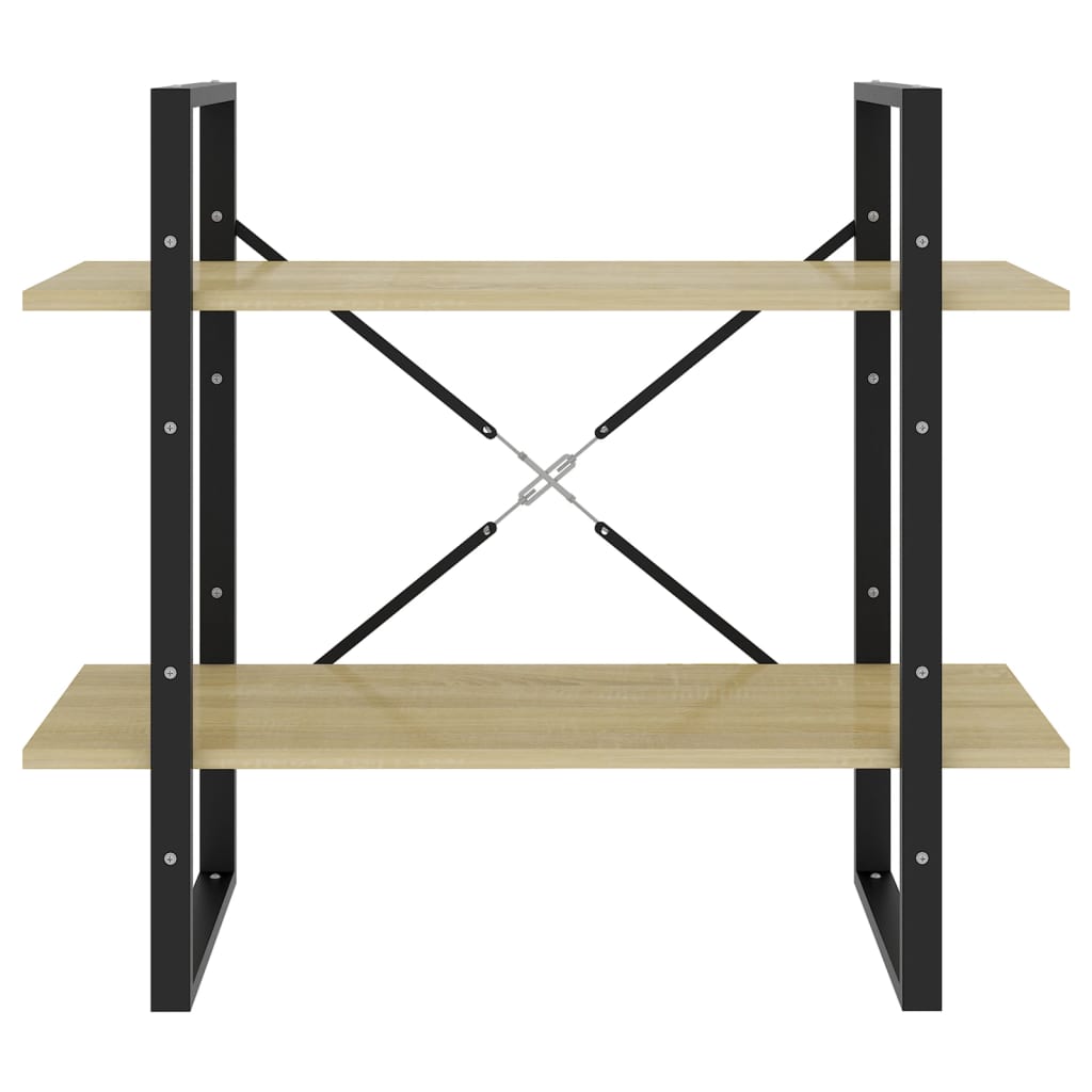 Boekenkast Met 2 Schappen Spaanplaat Sonoma Eiken 80 x 30 x 70 cm Bewerkt hout