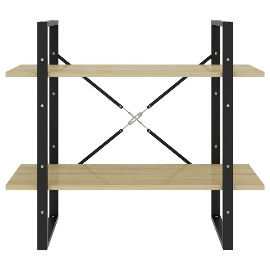 Boekenkast Met 2 Schappen Spaanplaat Sonoma Eiken 80 x 30 x 70 cm Bewerkt hout