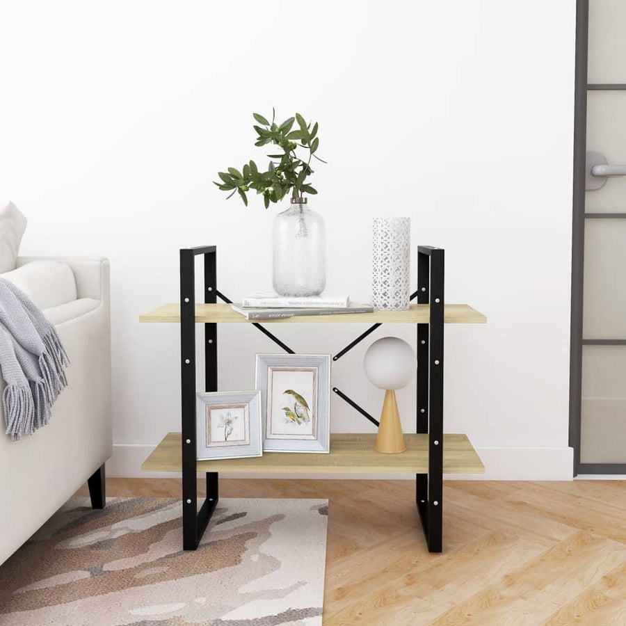 Boekenkast Met 2 Schappen Spaanplaat Sonoma Eiken 80 x 30 x 70 cm Bewerkt hout