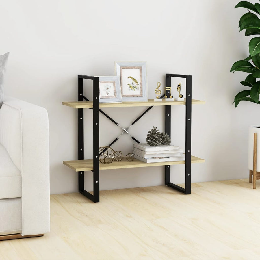 Boekenkast Met 2 Schappen Spaanplaat Sonoma Eiken 80 x 30 x 70 cm Bewerkt hout