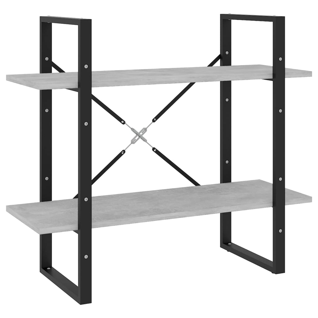 Boekenkast Met 2 Schappen Spaanplaat Betongrijs 80 x 30 x 70 cm Bewerkt hout