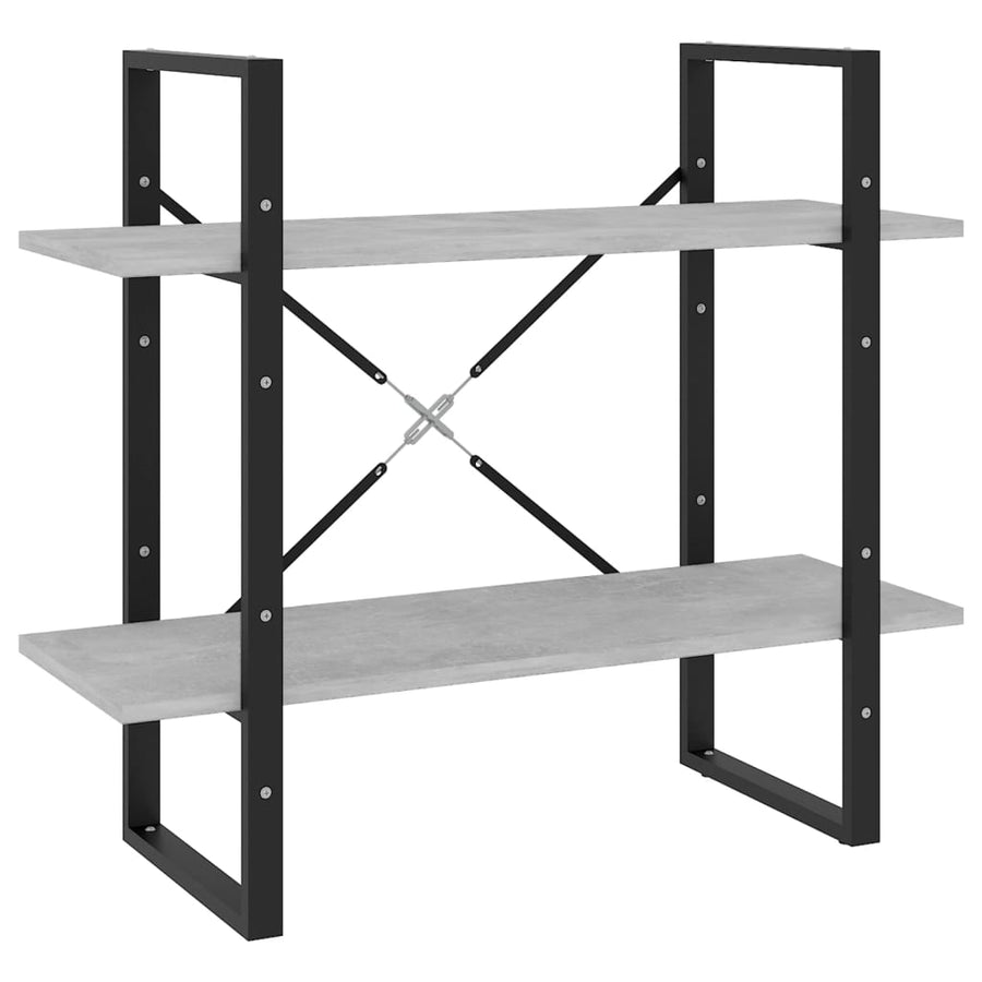 Boekenkast Met 2 Schappen Spaanplaat Betongrijs 80 x 30 x 70 cm Bewerkt hout