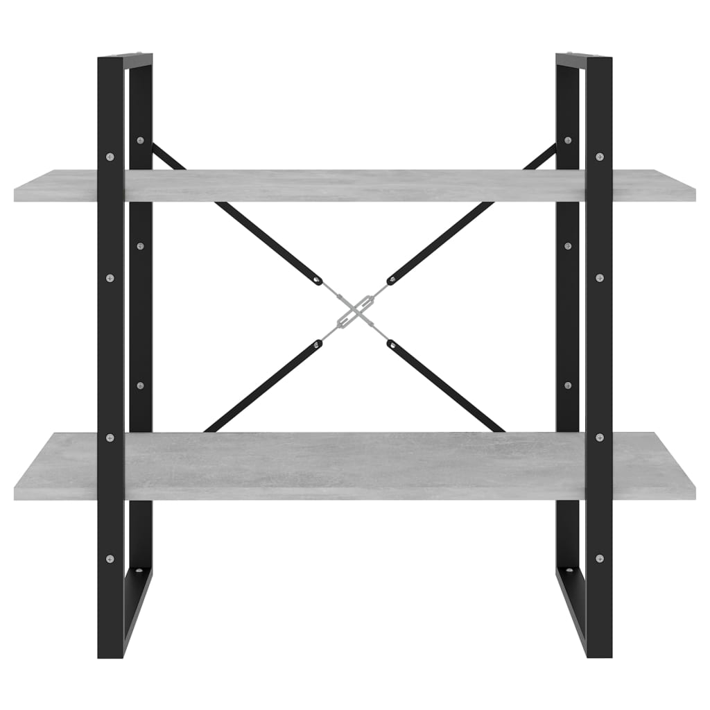 Boekenkast Met 2 Schappen Spaanplaat Betongrijs 80 x 30 x 70 cm Bewerkt hout