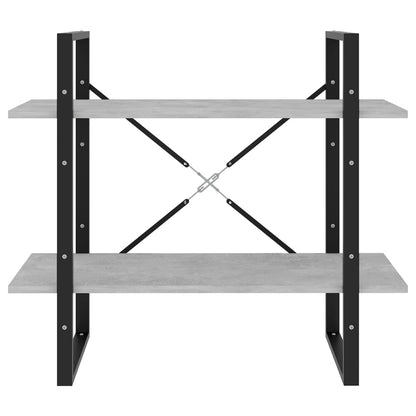 Boekenkast Met 2 Schappen Spaanplaat Betongrijs 80 x 30 x 70 cm Bewerkt hout