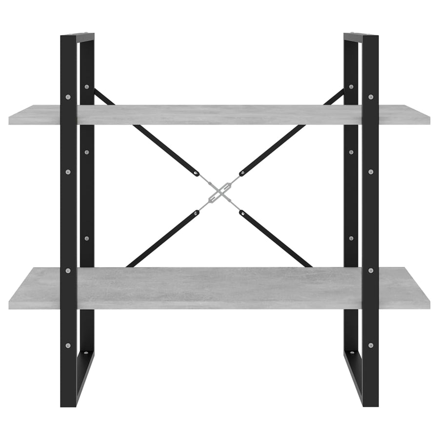 Boekenkast Met 2 Schappen Spaanplaat Betongrijs 80 x 30 x 70 cm Bewerkt hout