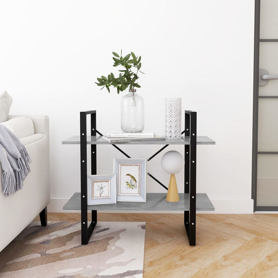 Boekenkast Met 2 Schappen Spaanplaat Betongrijs 80 x 30 x 70 cm Bewerkt hout