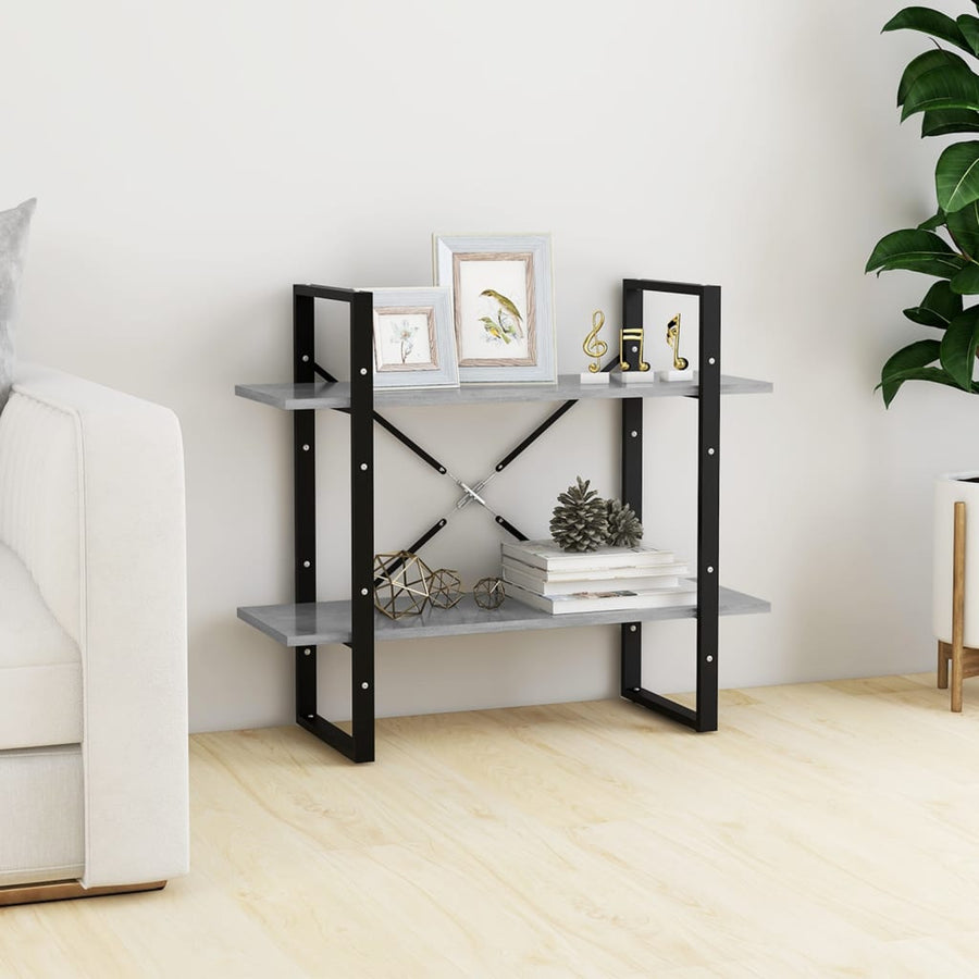 Boekenkast Met 2 Schappen Spaanplaat Betongrijs 80 x 30 x 70 cm Bewerkt hout