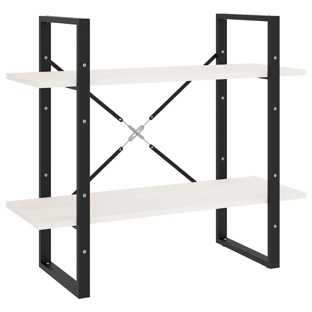 Boekenkast Met 2 Schappen Massief Grenen Wit 80 x 30 x 70 cm Hout