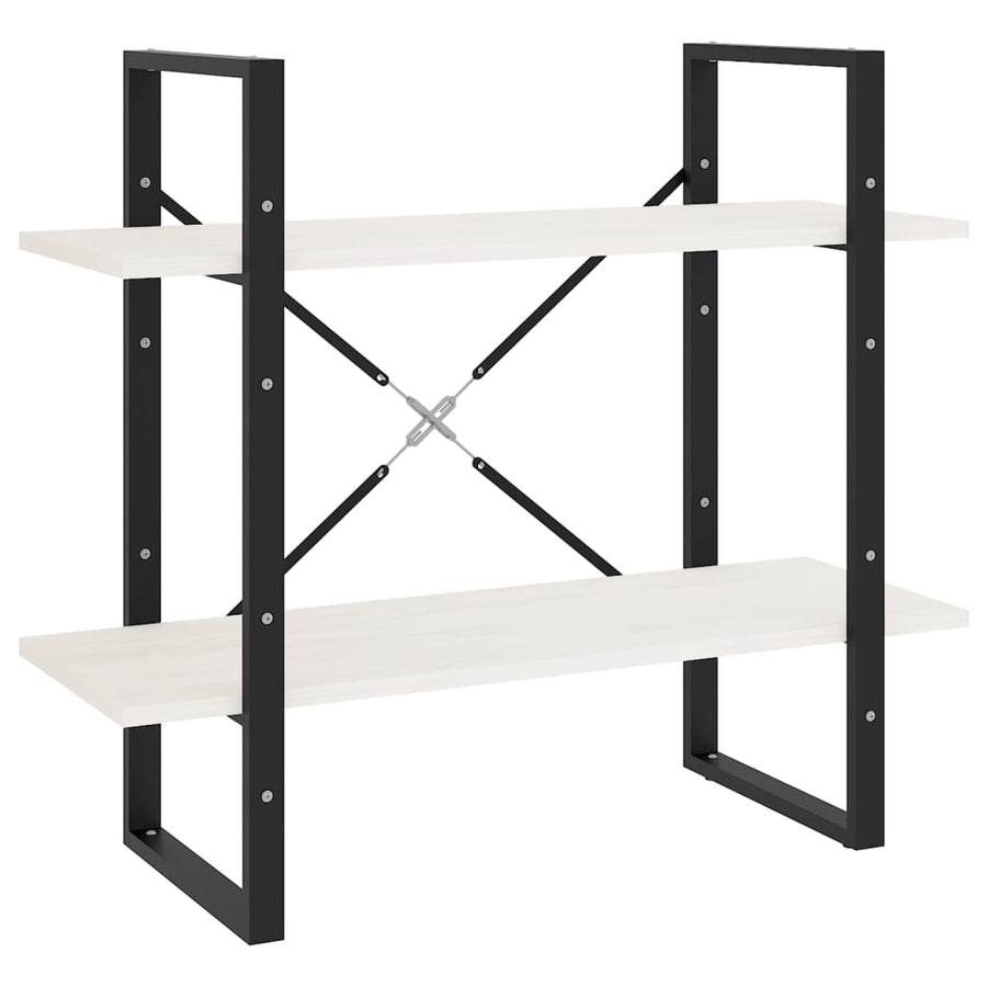 Boekenkast Met 2 Schappen Massief Grenen Wit 80 x 30 x 70 cm Hout